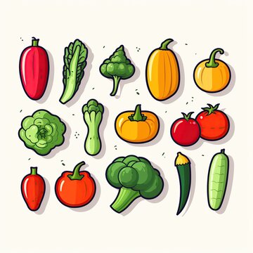 icon set vector vegetables image great for making presentations. generative AI