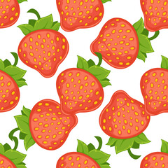 Cute seamless pattern with red strawberries