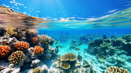 Naklejka na ściany i meble A beautiful underwater coral reef