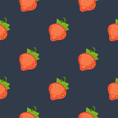 Cute seamless pattern with red strawberries