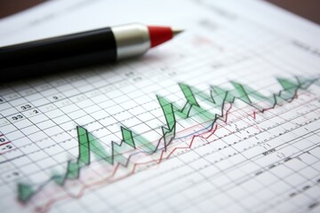 A chart depicting the company's profit and loss on graph paper