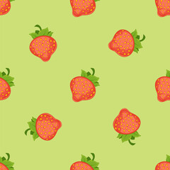 Cute seamless pattern with red strawberries