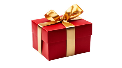 red gift box with a golden ribbon, on a transparent background isolated, velvet red gift box on a white background