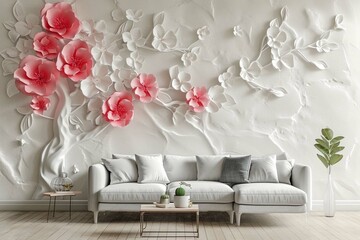 3D wallpaper background, High quality Hexagon rendering decorative mural wallpaper illustration, 3D flower Living room wallpaper.