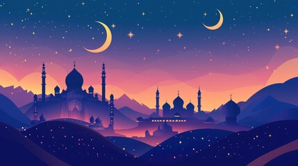 Eid mubarak and Ramadhan Kareem Minimalist background Template with Islamic Design Elements - obrazy, fototapety, plakaty