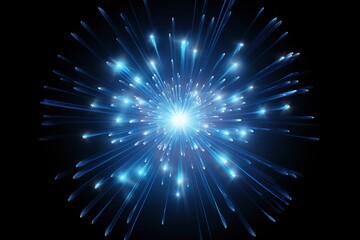 Blue glowing exploding in deep space with particles fractal, computer generated abstract background Generative AI