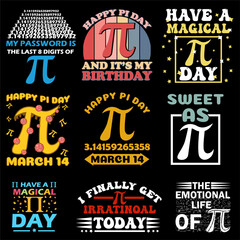 Pi Day T shirt Bundle Design Vector