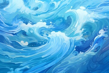 Fototapeta na wymiar blue oceans background, swirling water, abstract ocean swell or wave. colorful turbulence, environmental awareness, freehand painting. depictions of inclement weather.