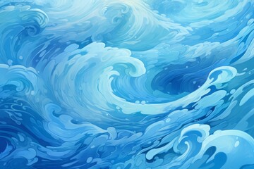 Fototapeta na wymiar blue oceans background, swirling water, abstract ocean swell or wave. colorful turbulence, environmental awareness, freehand painting. depictions of inclement weather.