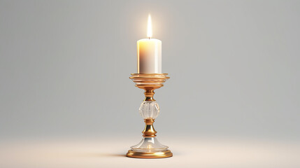 candle on candlestick transparent background 3d rendering