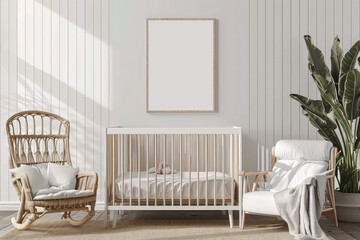 Minimalistic wall art mockup for a baby nursery