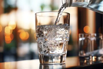 Pouring drinking water in glass