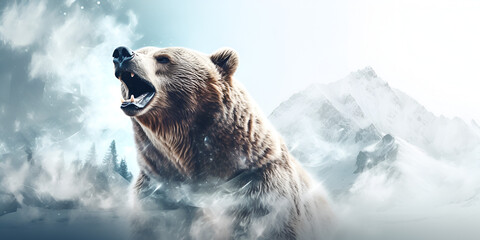 Close up of bear with its mouth wide open ,Majestic Polar Bear Encounters: A Stunning Photographic...