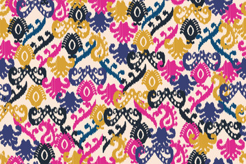 Naklejka premium abstract seamless motif fabric patterns, abstract ikat, carpet, fabric, batik 