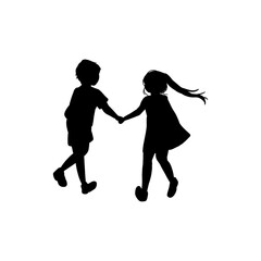 silhouette of a child playing together