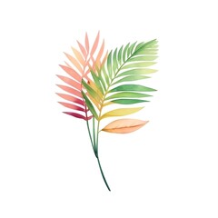 Fototapeta na wymiar Palm leaf watercolor illustration