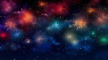 Fototapeta premium Beautiful creative holiday background with fireworks and sparkles