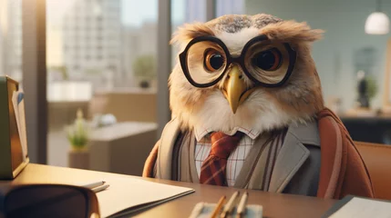 Papier Peint photo autocollant Dessins animés de hibou owl in glasses