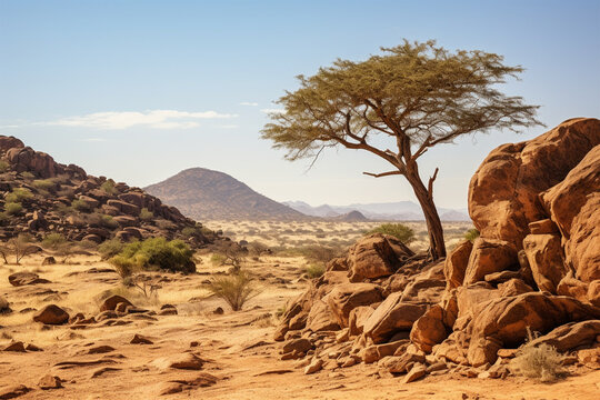 natural scenery of africa photo with clear sky and rocks
