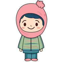 kids moslem hijab vector design illustration