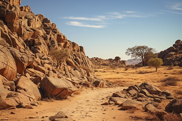 Fototapeta na wymiar natural scenery of africa photo with clear sky and rocks