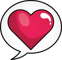 Romantic Red Heart Vector Illustration for Valentine's Day Design with Love Symbol, 3D Shiny Icon, and Wedding Card Button