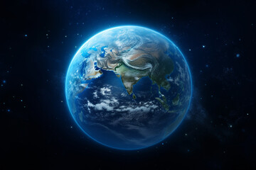 Naklejka na ściany i meble Blue Earth planet view from space