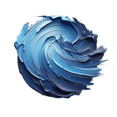 Blue oil paint on a transparent background. Handmade oil paint brush strokes isolated over the...