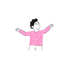 pose of person wearing pink clothes model