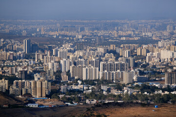 Beautiful Cityscape of Pune city from Bopdev Ghat, Pune, Maharashtra, India