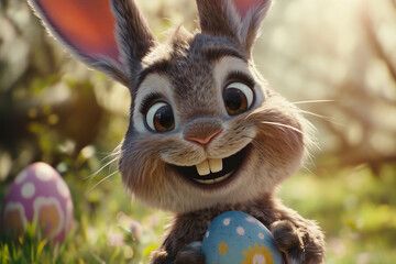 Gesicht eines Osterhasen mit glücklichen Gesicht im Cartoon stil