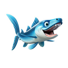 Obraz premium 3d cartoon shark isolated on white and transparent background