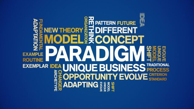 Paradigm animated word cloud;text design animation tag kinetic typography seamless loop.