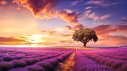 Zelfklevend Fotobehang Lavender flowers represent purity, silence, devotion, serenity, grace, and calmness. © pasakorn