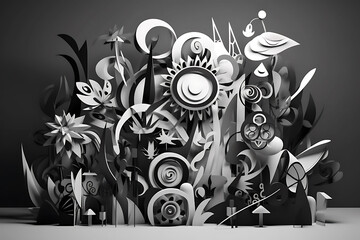 Abstract Artwork, Black and White Design, Creative Paper Cutouts