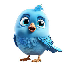 3d cartoon cute bird, Bluebird on transparent background