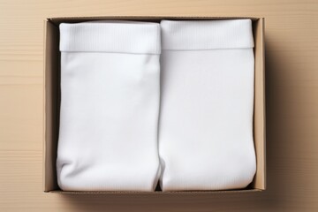 The socks are neatly folded in the box. socks mockup