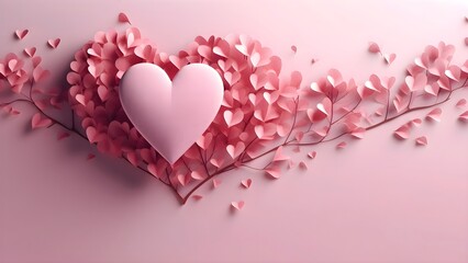 pink valentine's day background With a beautiful heart shape love concept In the Valentine's Day festival happy holiday background