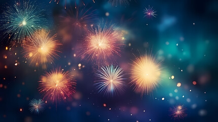 Beautiful fireworks background at night for holiday decoration
