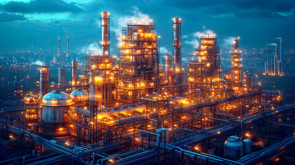 Naklejka premium Oil and gas industry, Refinery plant