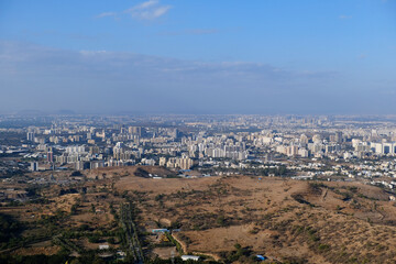 19 January 2024, Cityscape Skyline, Cityscape of Pune city view from Bopdev Ghat, Pune, Maharashtra, India.