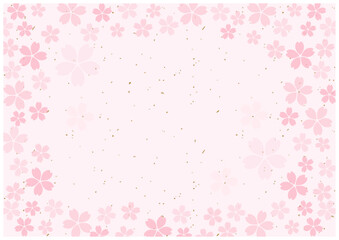 桜の花が美しい春の桜フレーム背景11桜和紙