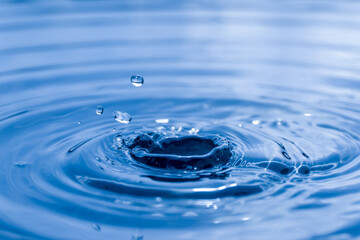 blue drop water , Liquid blue  water drop ripple background
