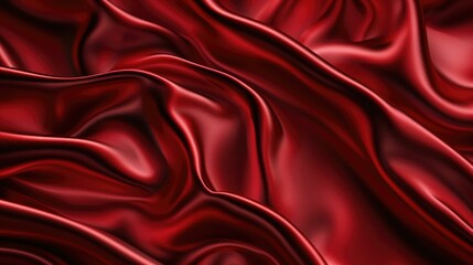 Elegance in Red Satin luxurious red satin fabric, draped folds, soft texture, close-up, lustrous sheen, elegant backdrop elegance - obrazy, fototapety, plakaty