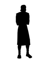 Vector drawing. Standing man with cross hands