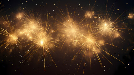 Obraz premium Happy New Year, burning fireworks with bokeh light background
