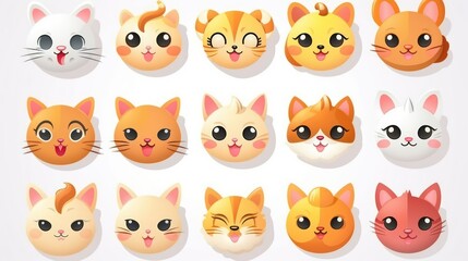 Fototapeta premium set of funny cartoon cats on a white background