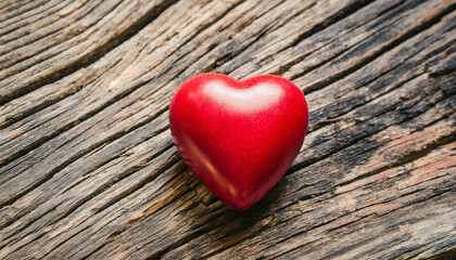Rustic Red Heart on Weathered Wood- Symbol of Timeless Love