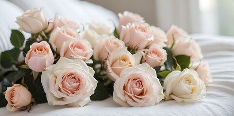Elegant Roses on Pristine White for Serene Mornings, ai generative