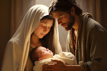 The holy family with jesus, mary, and joseph - religious christian image for sale
